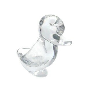 Vannes Le Chatel Signed Lead Crystal Duck Trinket Dish Glass Art Made in France